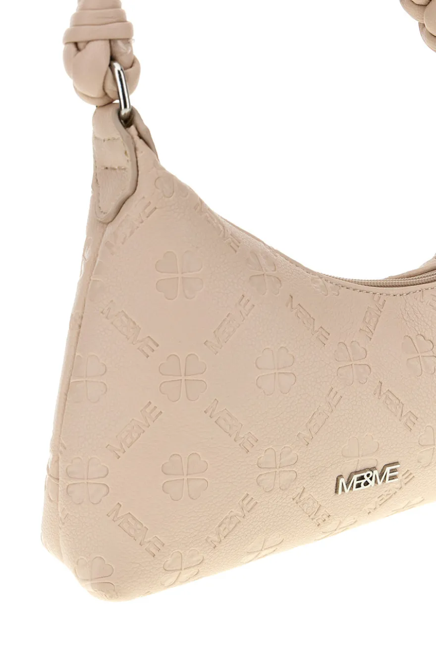 Borsa beige con manico intrecciato Me & me L4743