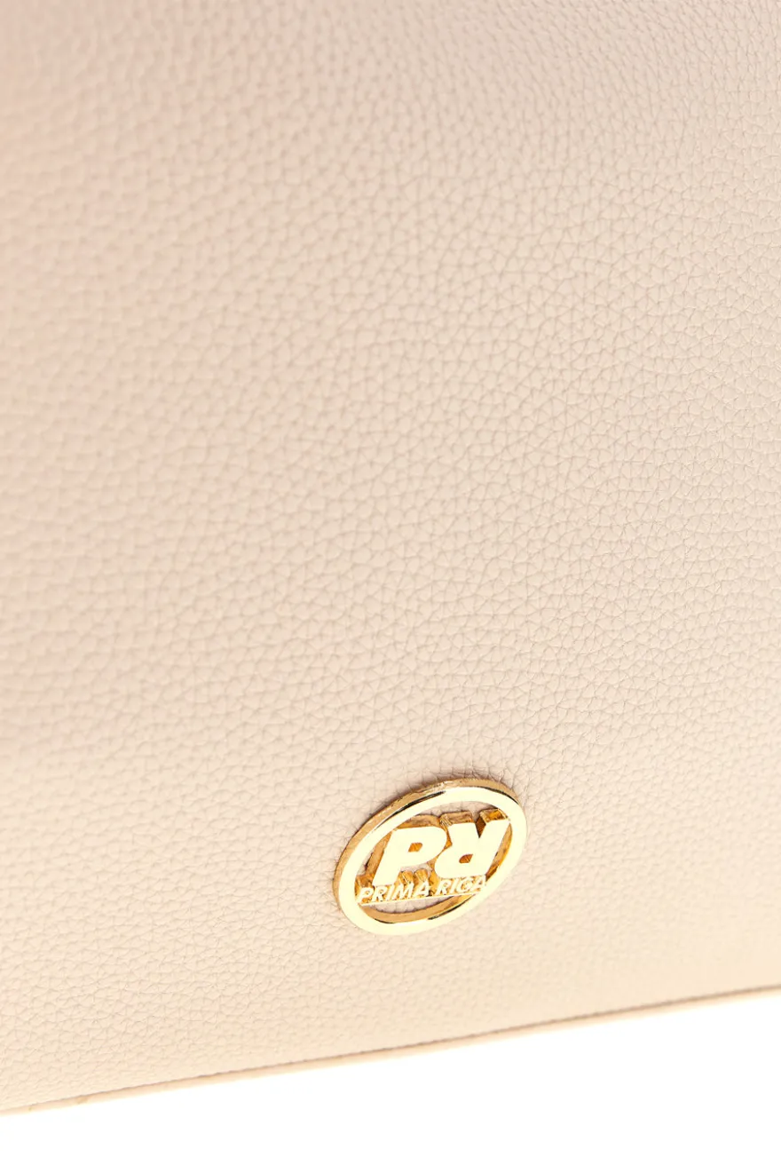 Borsa beige con patta e manici Prima riga BAGPITT002-B