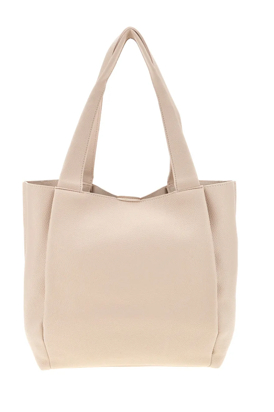 Borsa beige con patta e manici Prima riga BAGPITT002-B