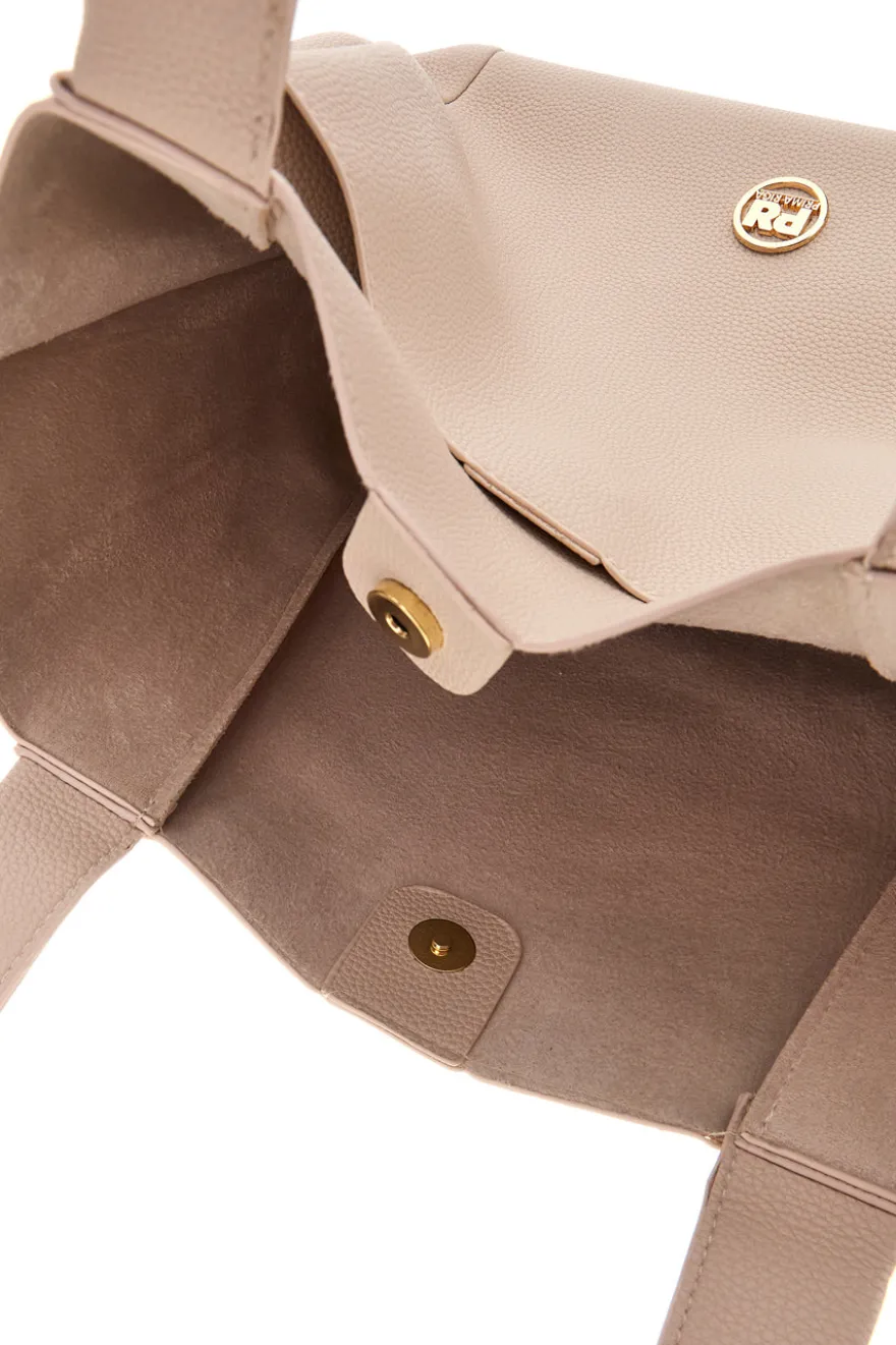 Borsa beige con patta e manici Prima riga BAGPITT002-B