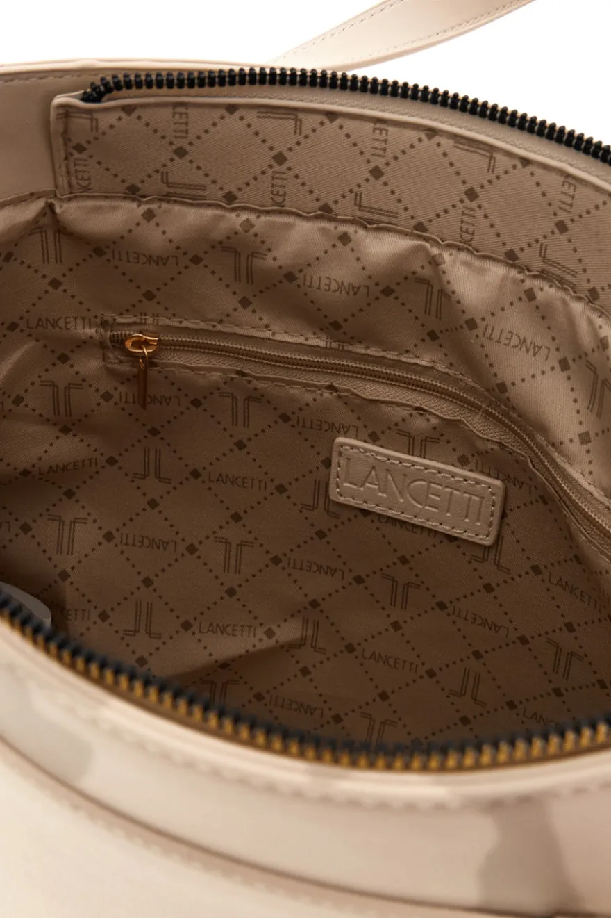 Borsa beige con tracolla rimovibile Lancetti MOI LL26S-106-1