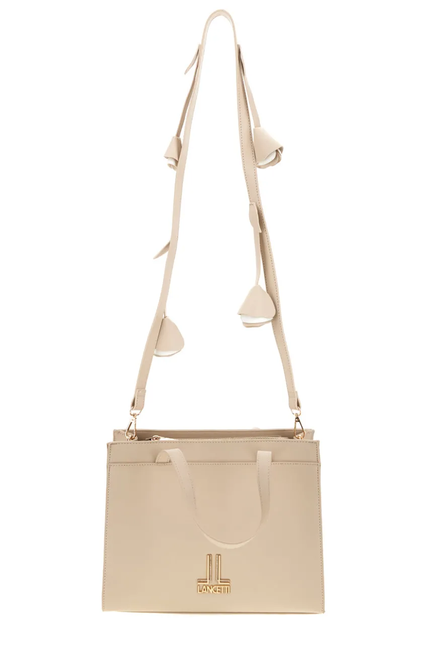 Borsa beige con tracolla rimovibile Lancetti MOI LL26S-106-1