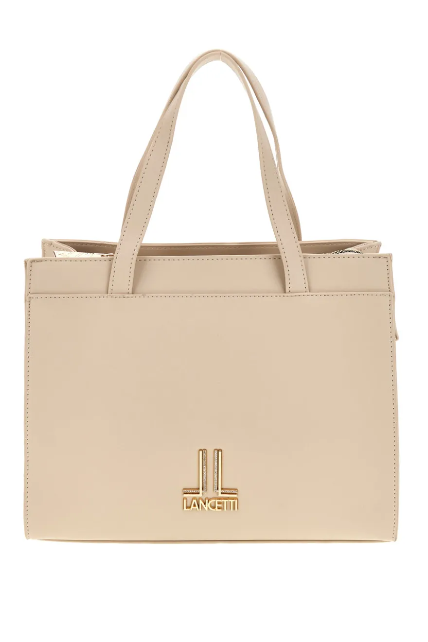 Borsa beige con tracolla rimovibile Lancetti MOI LL26S-106-1