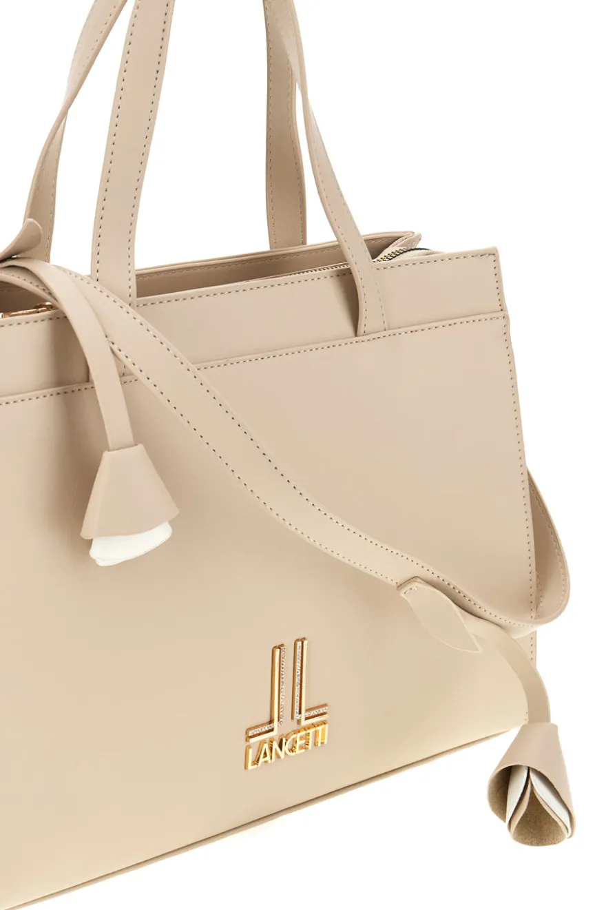 Borsa beige con tracolla rimovibile Lancetti MOI LL26S-106-1