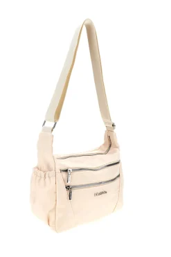 Borsa beige con zip multiple e tracolla regolabile Me & me spa 2332