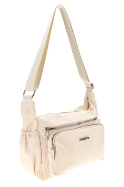 Borsa beige con zip multiple e tracolla regolabile Me & me spa 8059