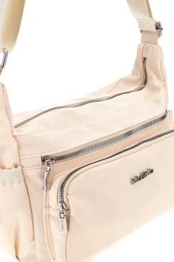 Borsa beige con zip multiple e tracolla regolabile Me & me spa 8059