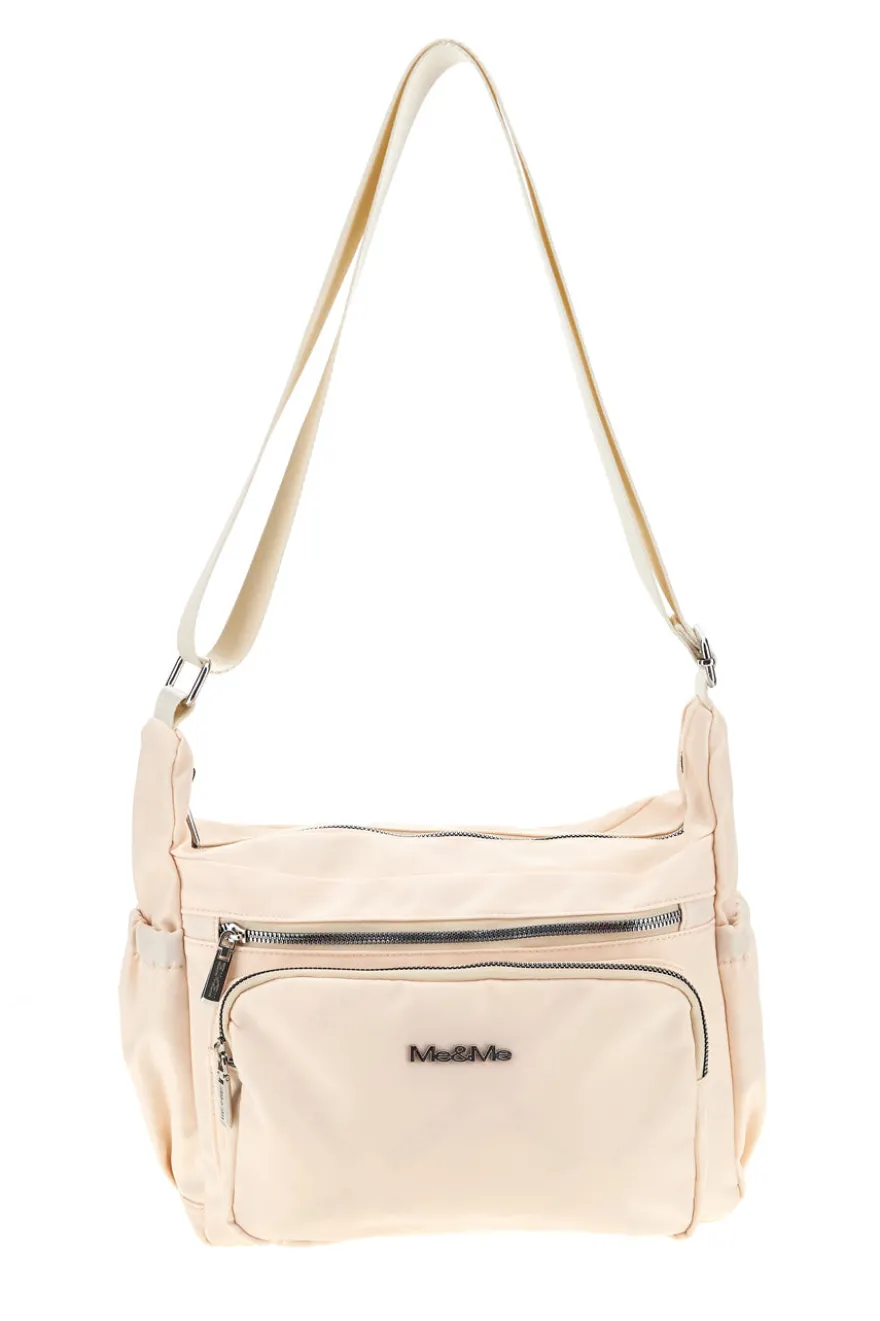 Borsa beige con zip multiple e tracolla regolabile Me & me spa 8059