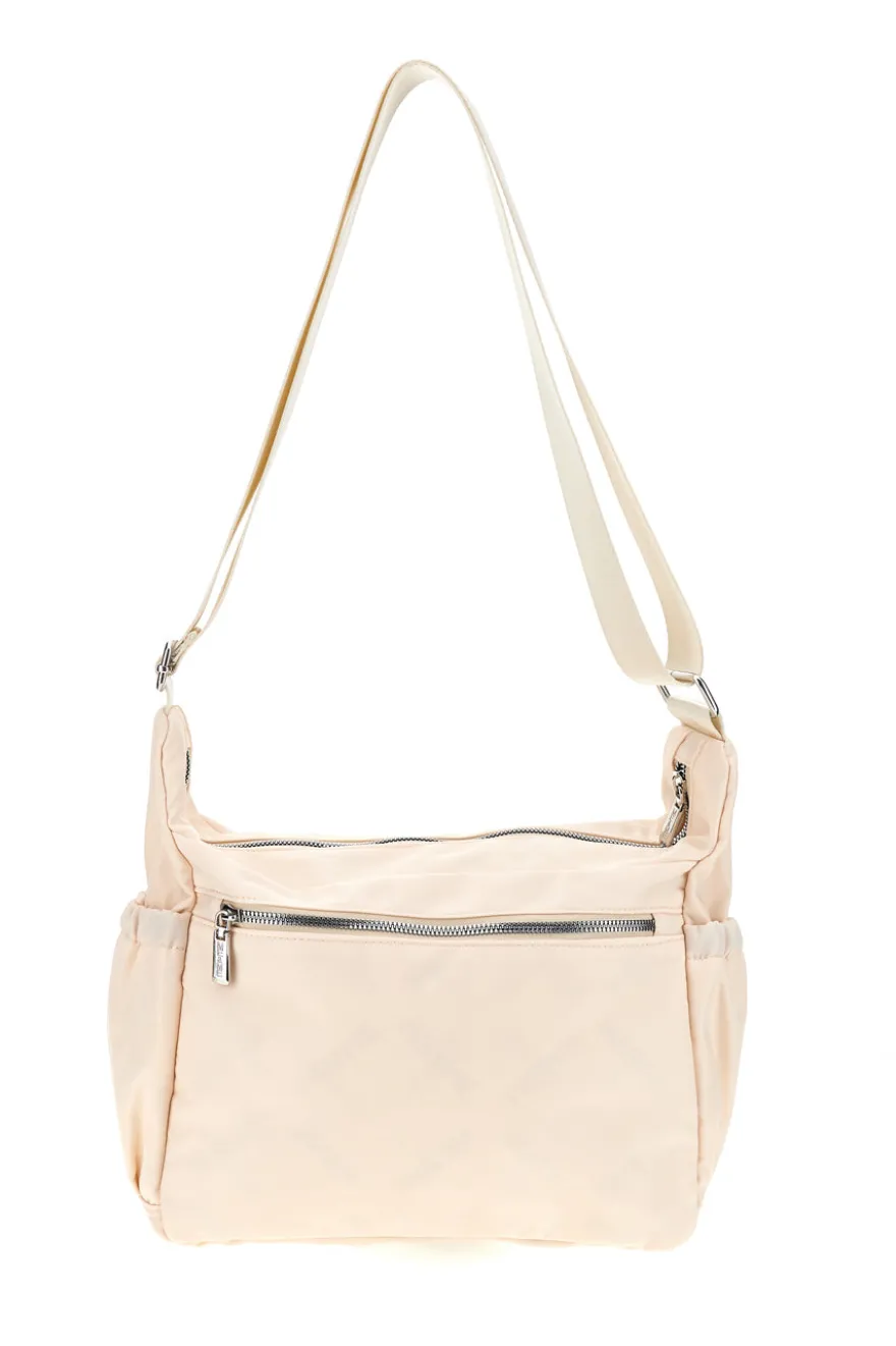 Borsa beige con zip multiple e tracolla regolabile Me & me spa 8059