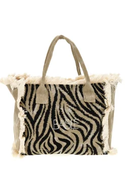 Borsa Beige e nera animalier con frange Basile CLASSBA22224