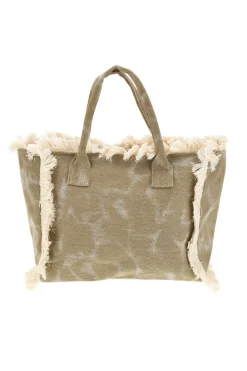 Borsa Beige e nera animalier con frange Basile CLASSBA22224