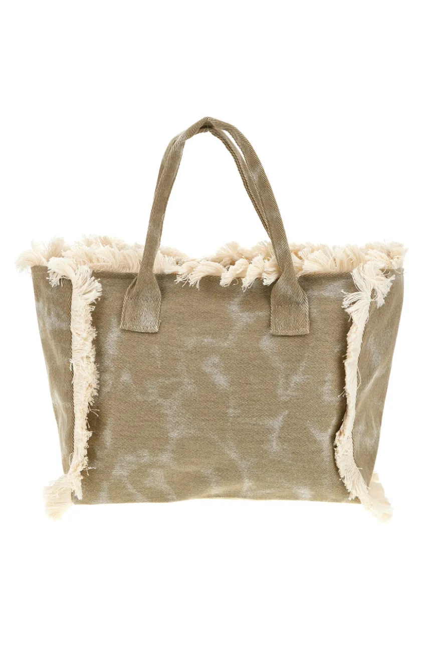 Borsa Beige e nera animalier con frange Basile CLASSBA22224