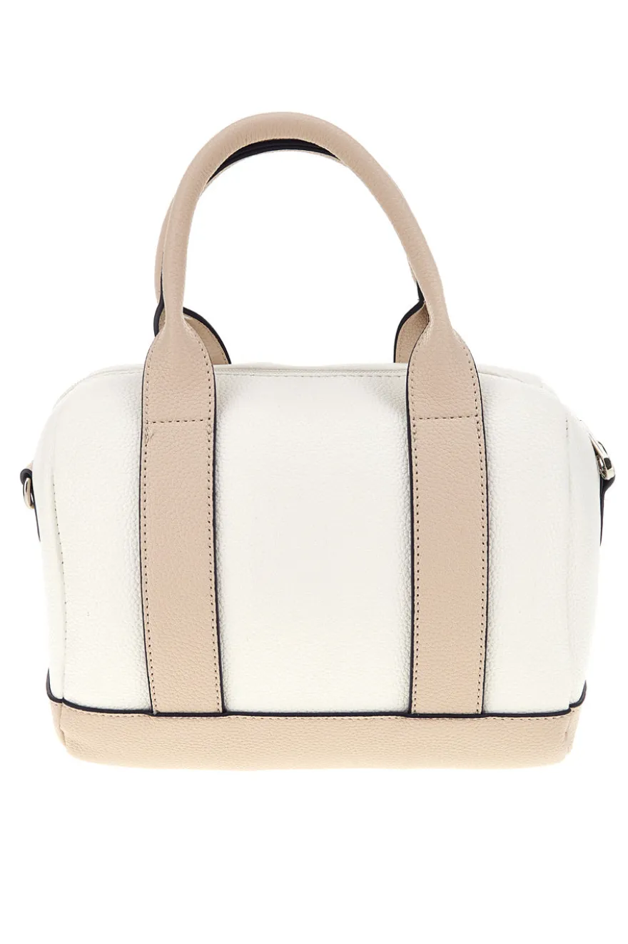Borsa bianca inserti beige manici doppi Cotton belt 19,045,B028