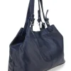 Borsa blu a spalla in vera pelle N.B. 021