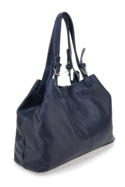 Borsa blu a spalla in vera pelle N.B. 021