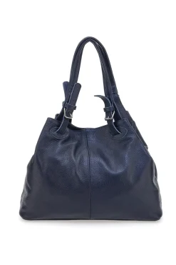 Borsa blu a spalla in vera pelle N.B. 021