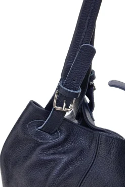 Borsa blu a spalla in vera pelle N.B. 021