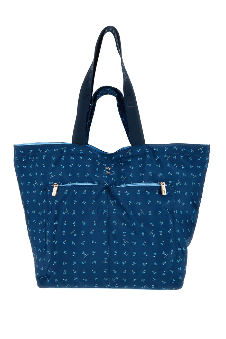 Borsa blu fantasia con manici Naj-oleari 61476/MIAP2