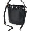 Borsa Bucket Nera con Coulisse e Dettagli Dorati Basile BA1277DOLL