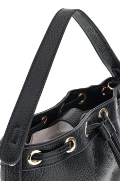 Borsa Bucket Nera con Coulisse e Dettagli Dorati Basile BA1277DOLL