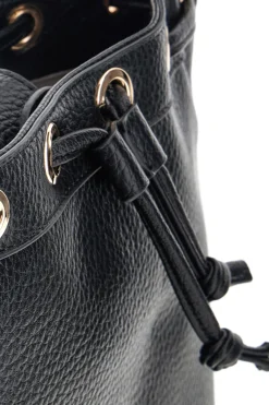 Borsa Bucket Nera con Coulisse e Dettagli Dorati Basile BA1277DOLL