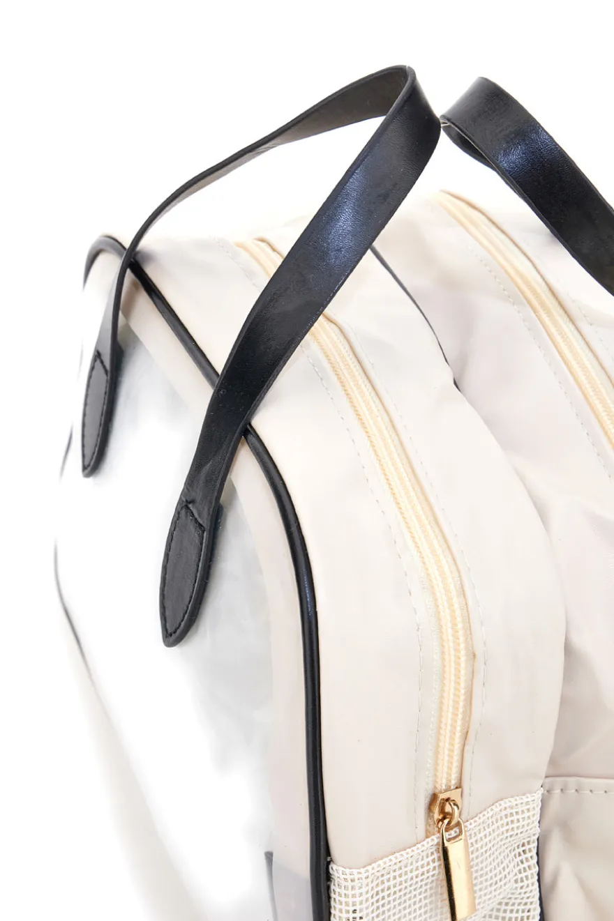 Borsa da viaggio beige con inserti trasparenti Juice Roma 099