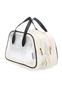Borsa da viaggio beige con inserti trasparenti Juice Roma 099