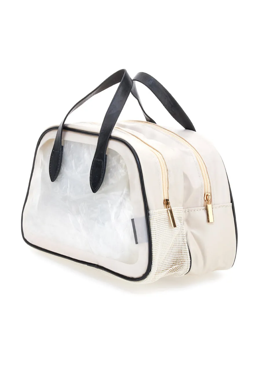 Borsa da viaggio beige con inserti trasparenti Juice Roma 099