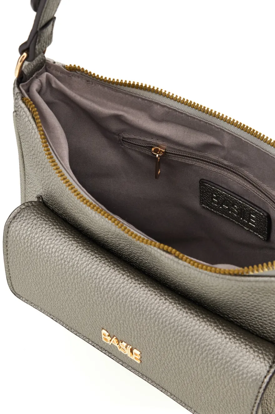Borsa grigio metallizzato con tasca frontale Basile 11950EDOLL