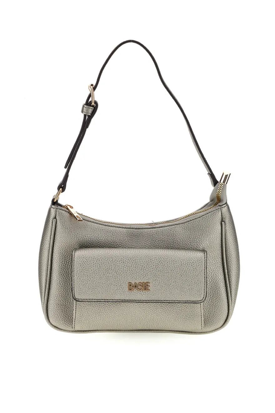 Borsa grigio metallizzato con tasca frontale Basile 11950EDOLL