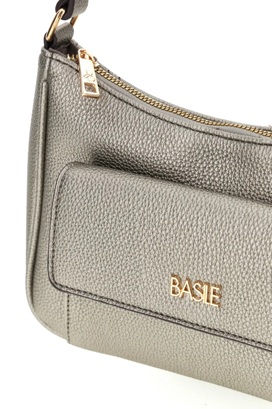 Borsa grigio metallizzato con tasca frontale Basile 11950EDOLL
