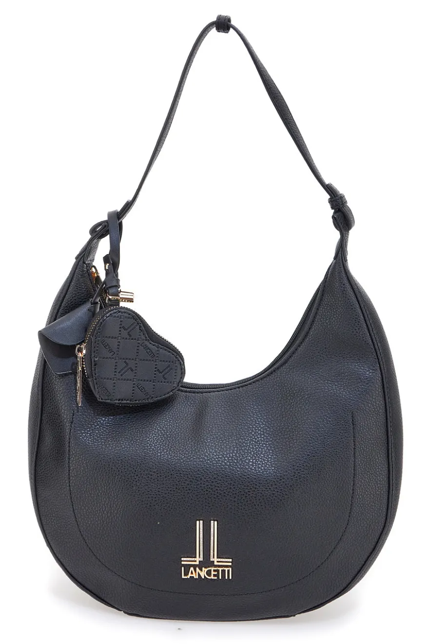 Borsa hobo nera con portamonete a cuore Lancetti LL25W-100-3