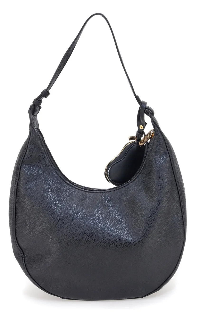 Borsa hobo nera con portamonete a cuore Lancetti LL25W-100-3