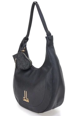 Borsa hobo nera con portamonete a cuore Lancetti LL25W-100-3