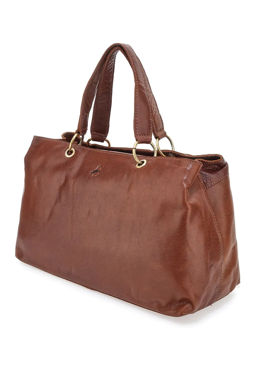 Borsa in pelle marrone con tracolla regolabile Basile BA3672TI