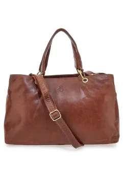 Borsa in pelle marrone con tracolla regolabile Basile BA3672TI
