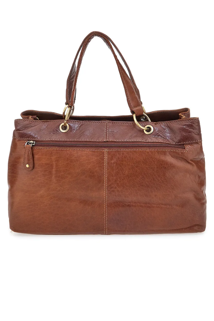 Borsa in pelle marrone con tracolla regolabile Basile BA3672TI