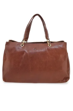 Borsa in pelle marrone con tracolla regolabile Basile BA3672TI