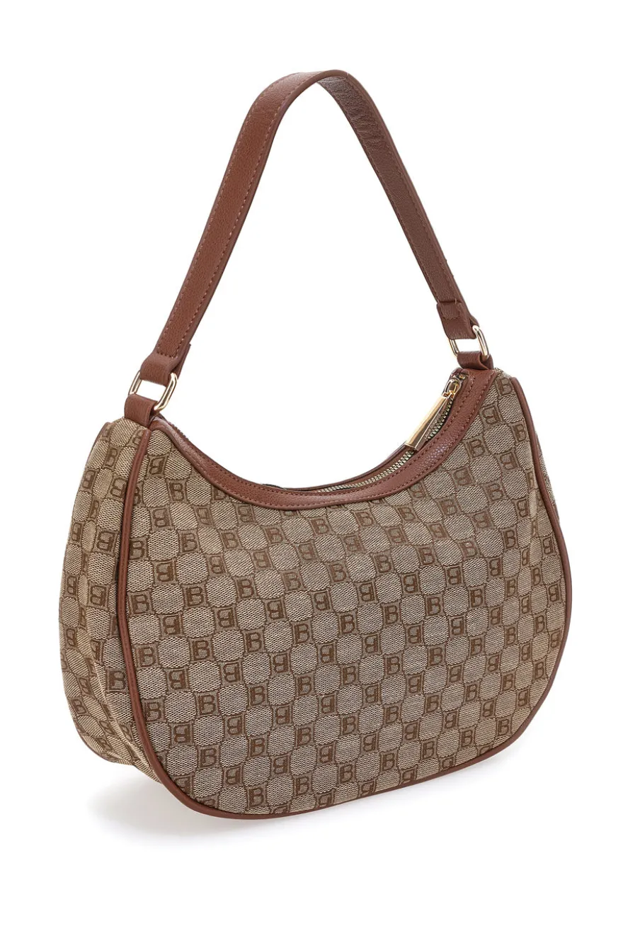Borsa logata marrone a spalla con dettaglio logo Laura Biagiotti LB25W-255-7