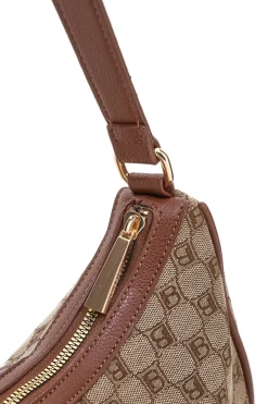 Borsa logata marrone a spalla con dettaglio logo Laura Biagiotti LB25W-255-7