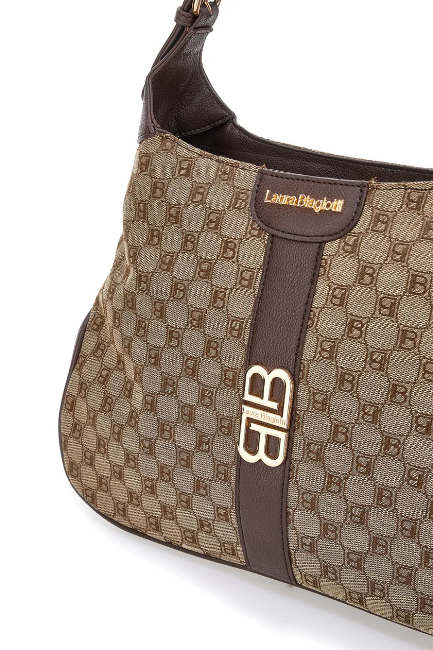 Borsa logata marrone con manico a spalla Laura Biagiotti LB25W-255-6