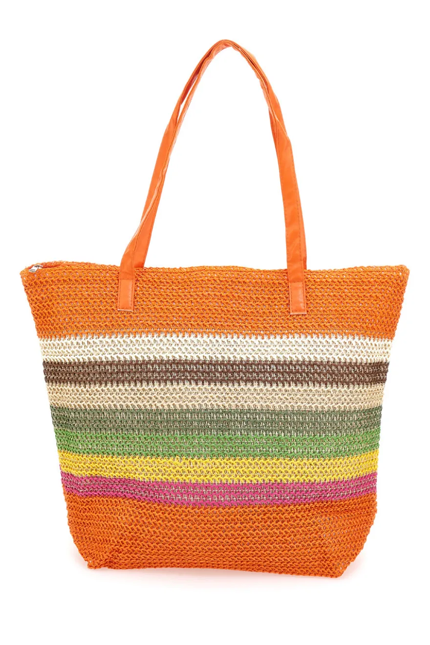 Borsa Mare Arancione In Rafia First Lady XI Y008