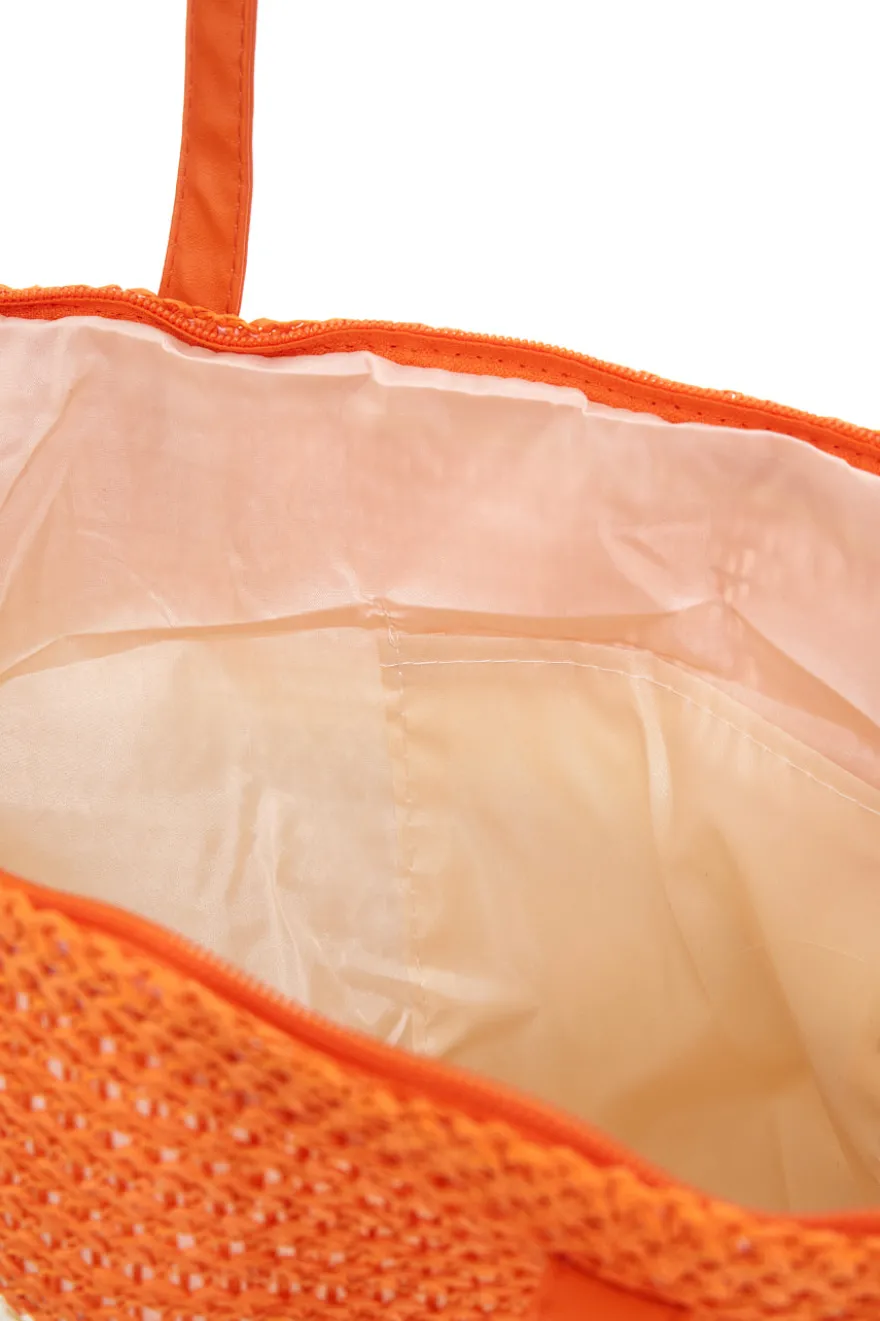 Borsa Mare Arancione In Rafia First Lady XI Y008