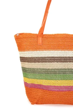 Borsa Mare Arancione In Rafia First Lady XI Y008