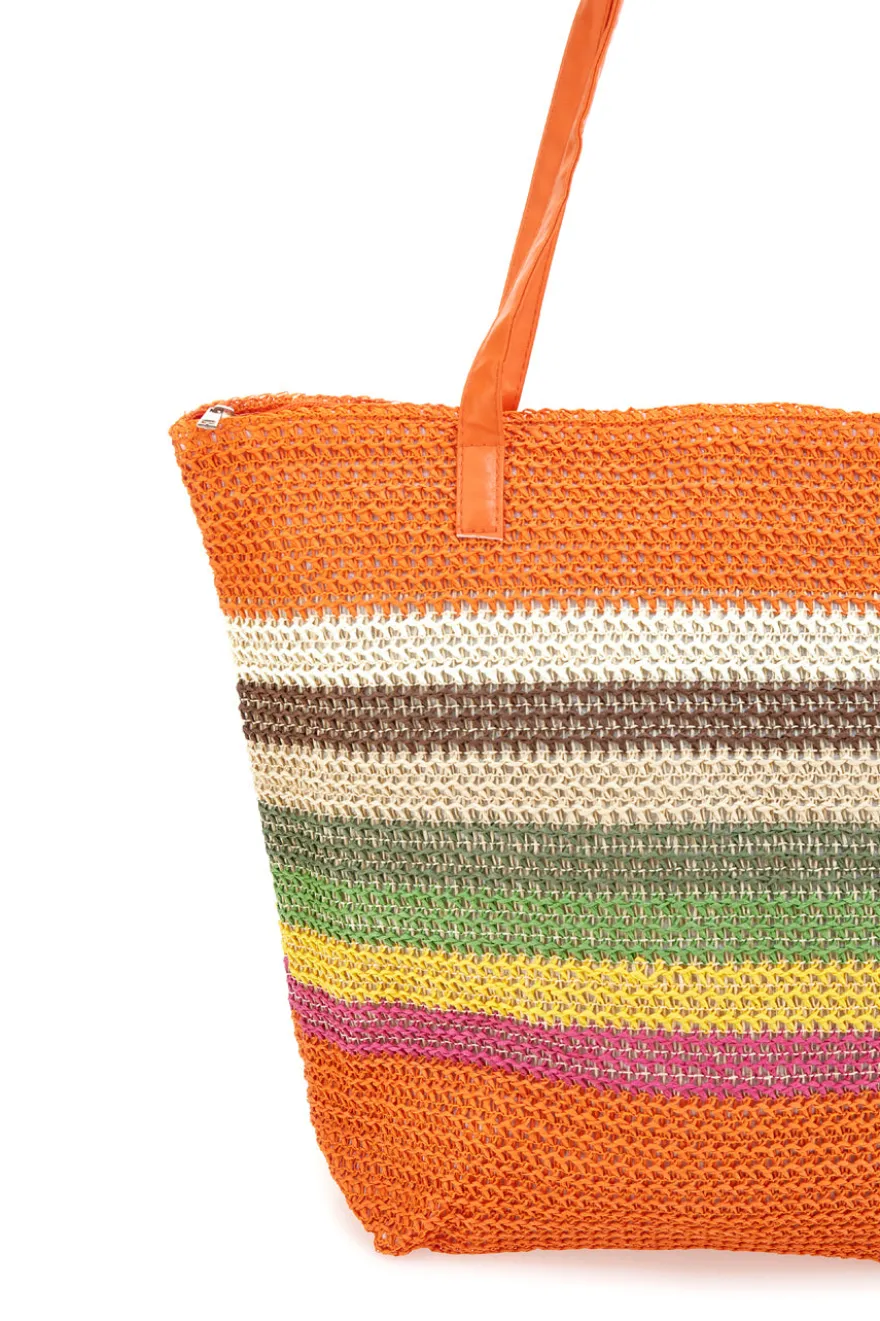 Borsa Mare Arancione In Rafia First Lady XI Y008