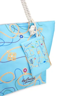 Borsa mare azzurra con stampa fantasia e pochette Juice ELBA 169