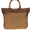 Borsa mare beige e marrone intrecciata con frange Basile CLASS BA27402