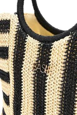 Borsa mare beige e nera intrecciata Basile BA27408