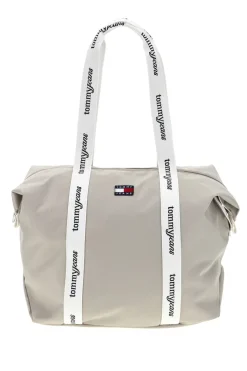 Borsa Mare Beige in Tessuto con Manici con Logo Tommy Jeans 18461