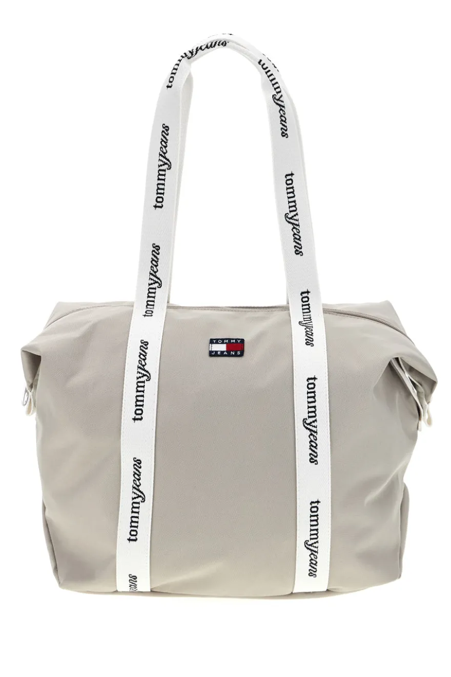 Borsa Mare Beige in Tessuto con Manici con Logo Tommy Jeans 18461